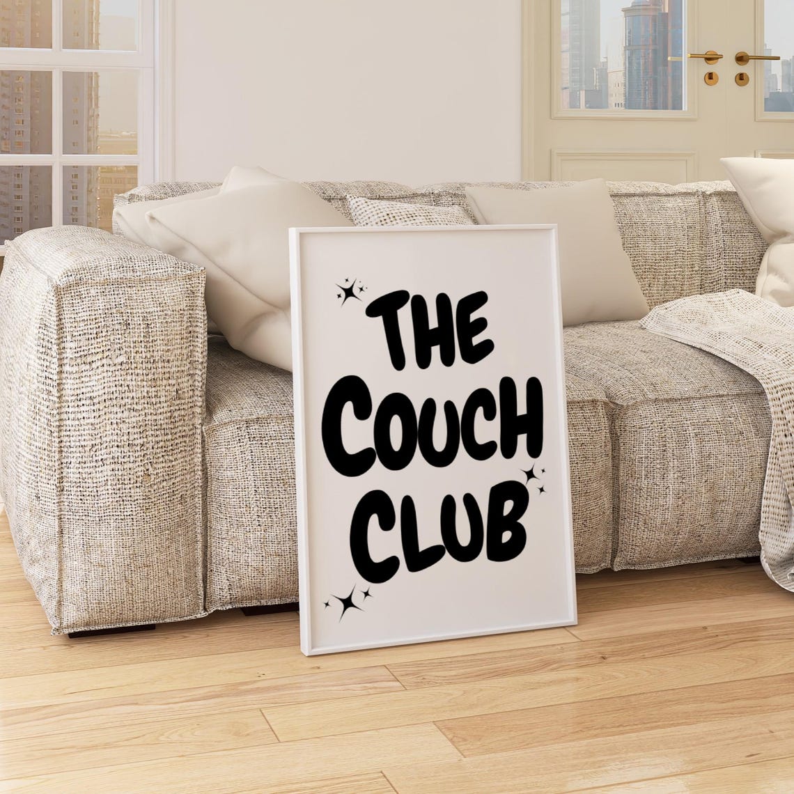 The Couch Club Bold Black Bubble Typography Lounge Room Poster - Image 2