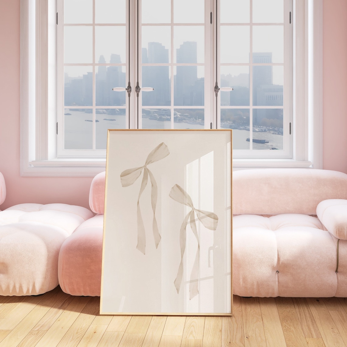 Beige Bow Print, Preppy Aesthetic Poster - Image 5