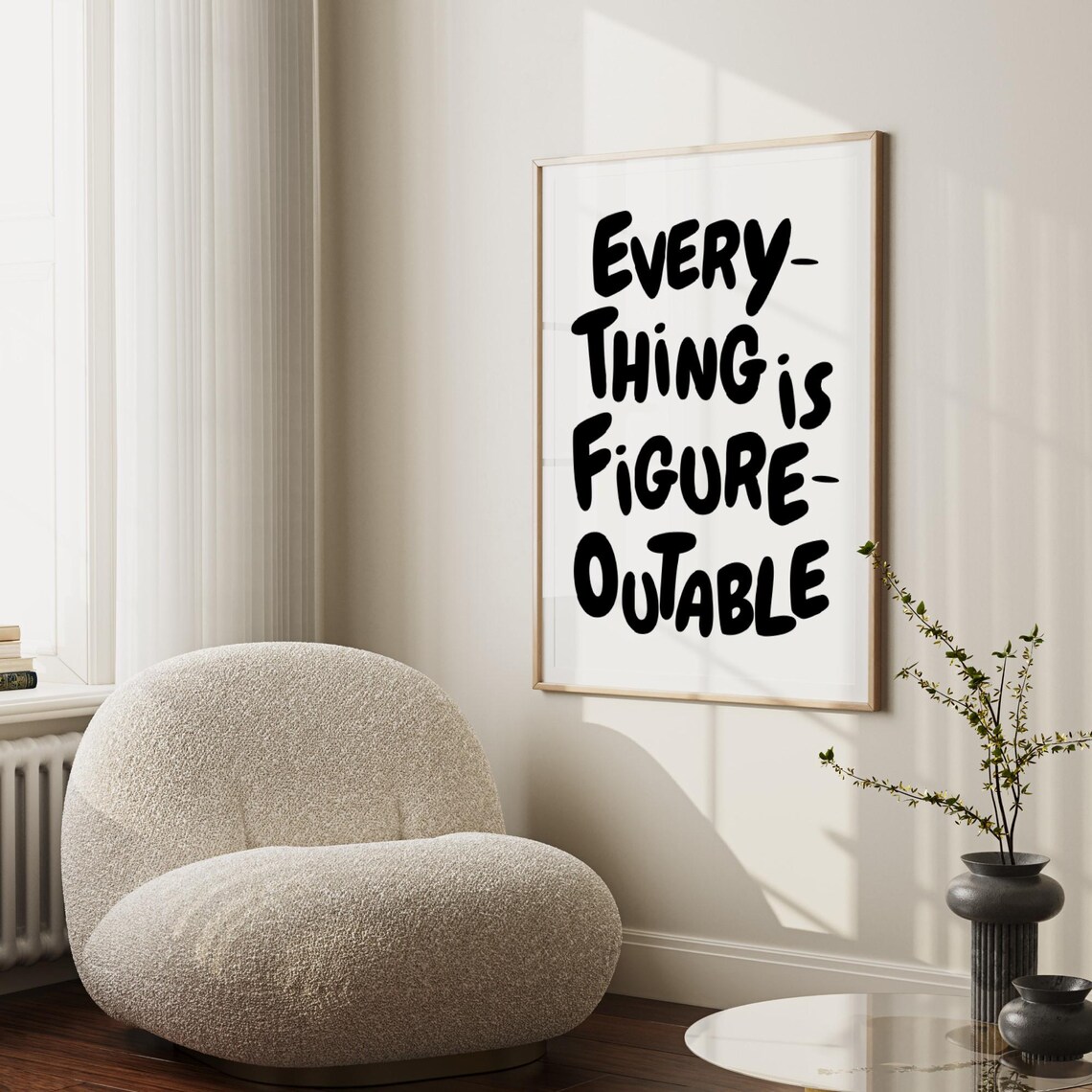 Everything Is Figureoutable Quote Print, Black White - Image 2