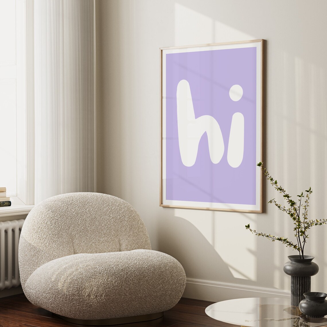 Hi Hello Greeting White Letter Lavender Purple Minimalist Decor Poster - Image 3