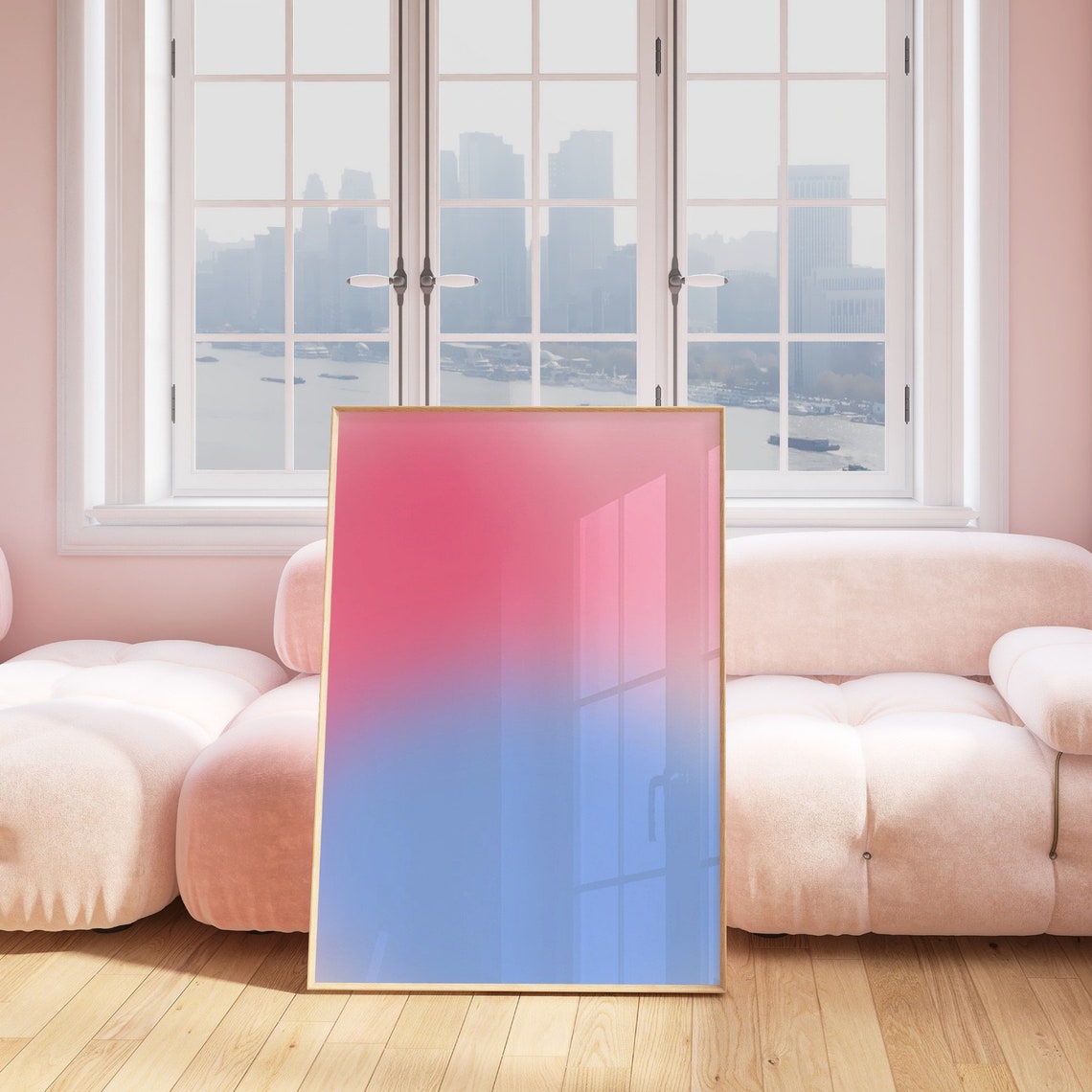 Pink Blue Aura Gradient Ombre Aesthetic Minimalist Trendy Poster - Image 3