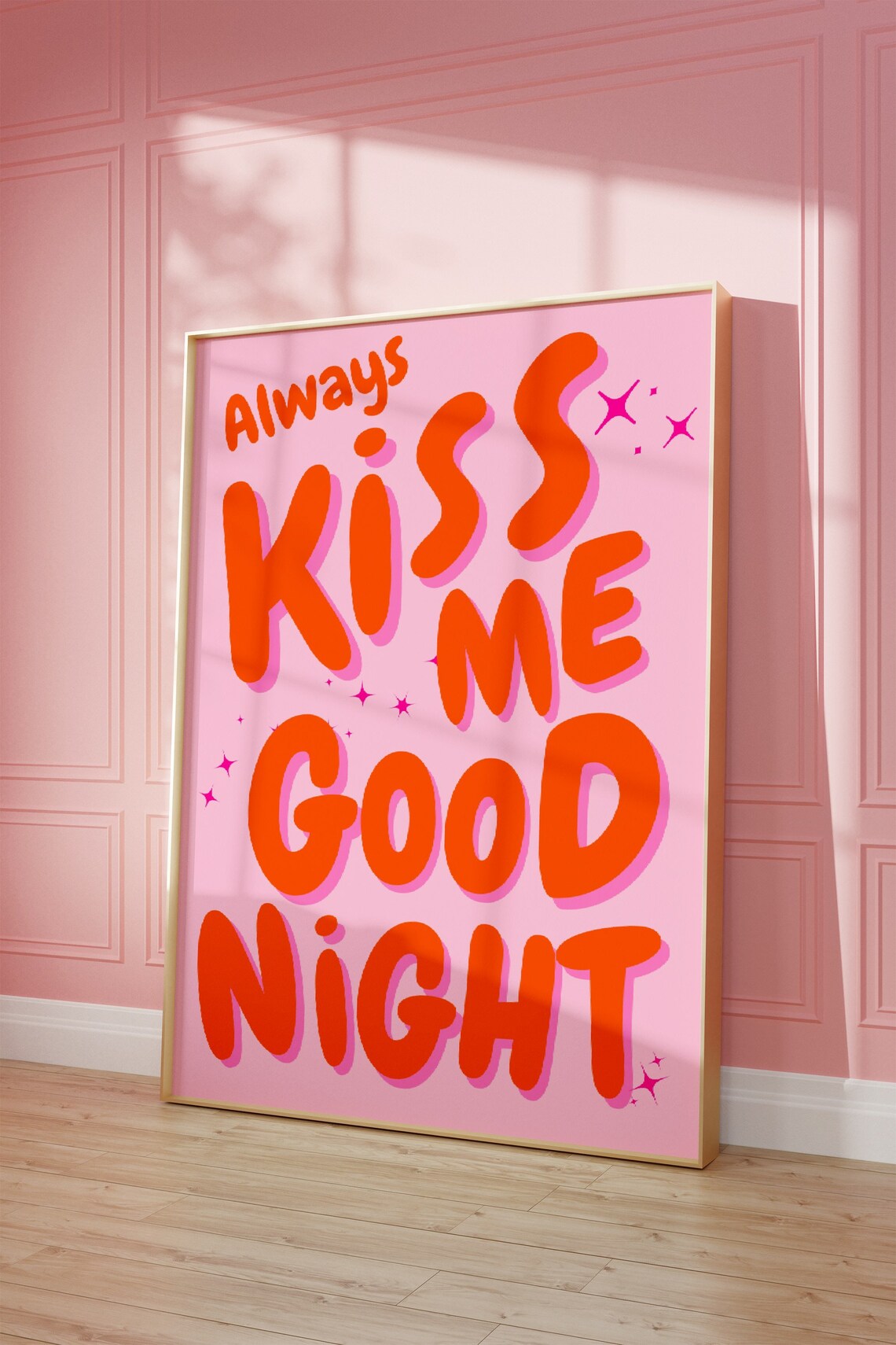 Always Kiss Me Goodnight Retro Couples Art Print - Image 3
