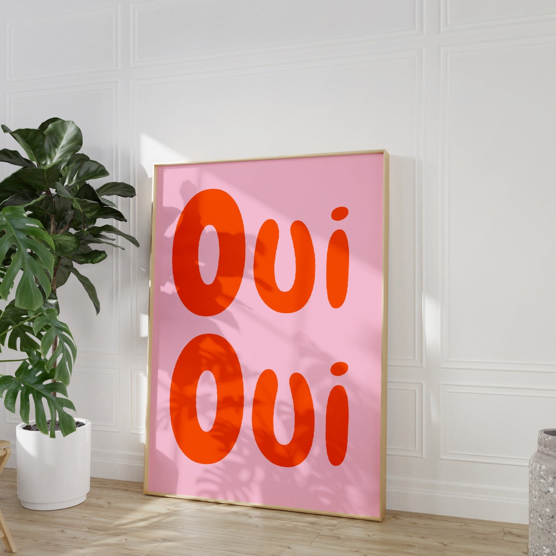 Oui Oui Orange French Retro Pink Playful Typography Art Poster - Image 2