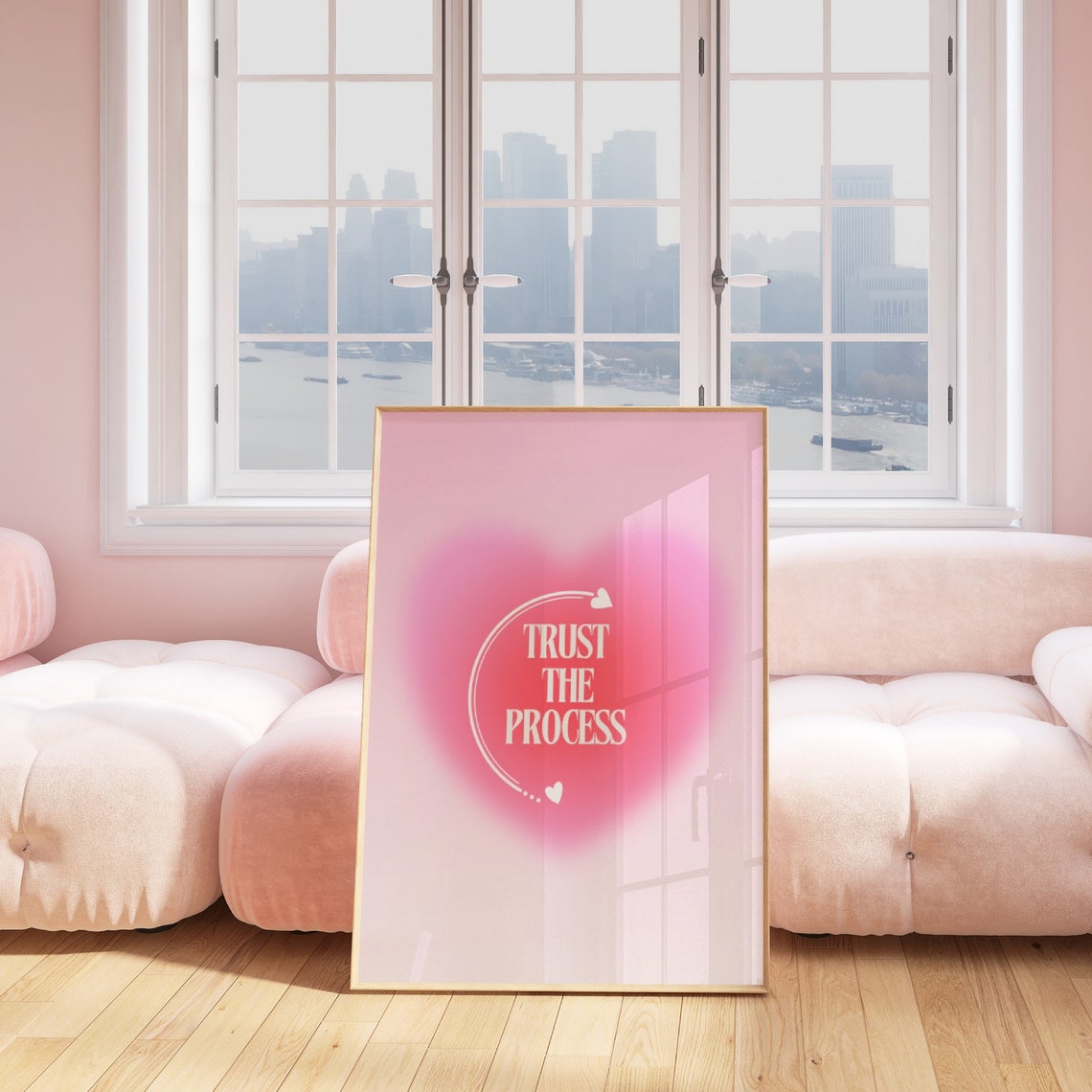 Pink Gradient Affirmation Poster Trust The Process Manifestation Poster Pink Aura Print Spiritual Wall Art Self Care - Image 2