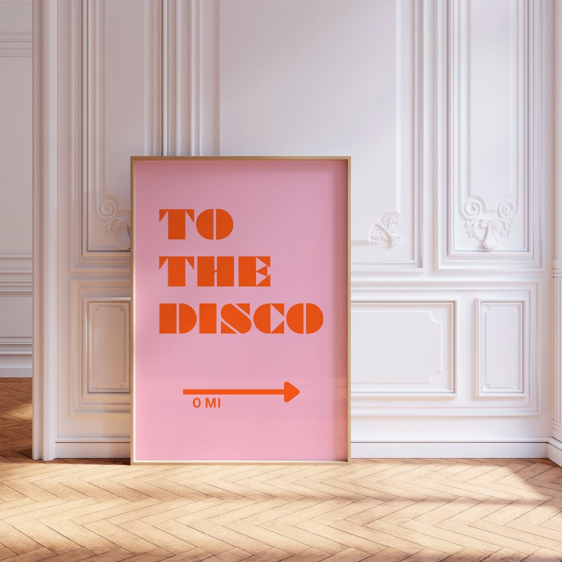 To The Disco Retro Typography Bar Cart Art Print - Image 3