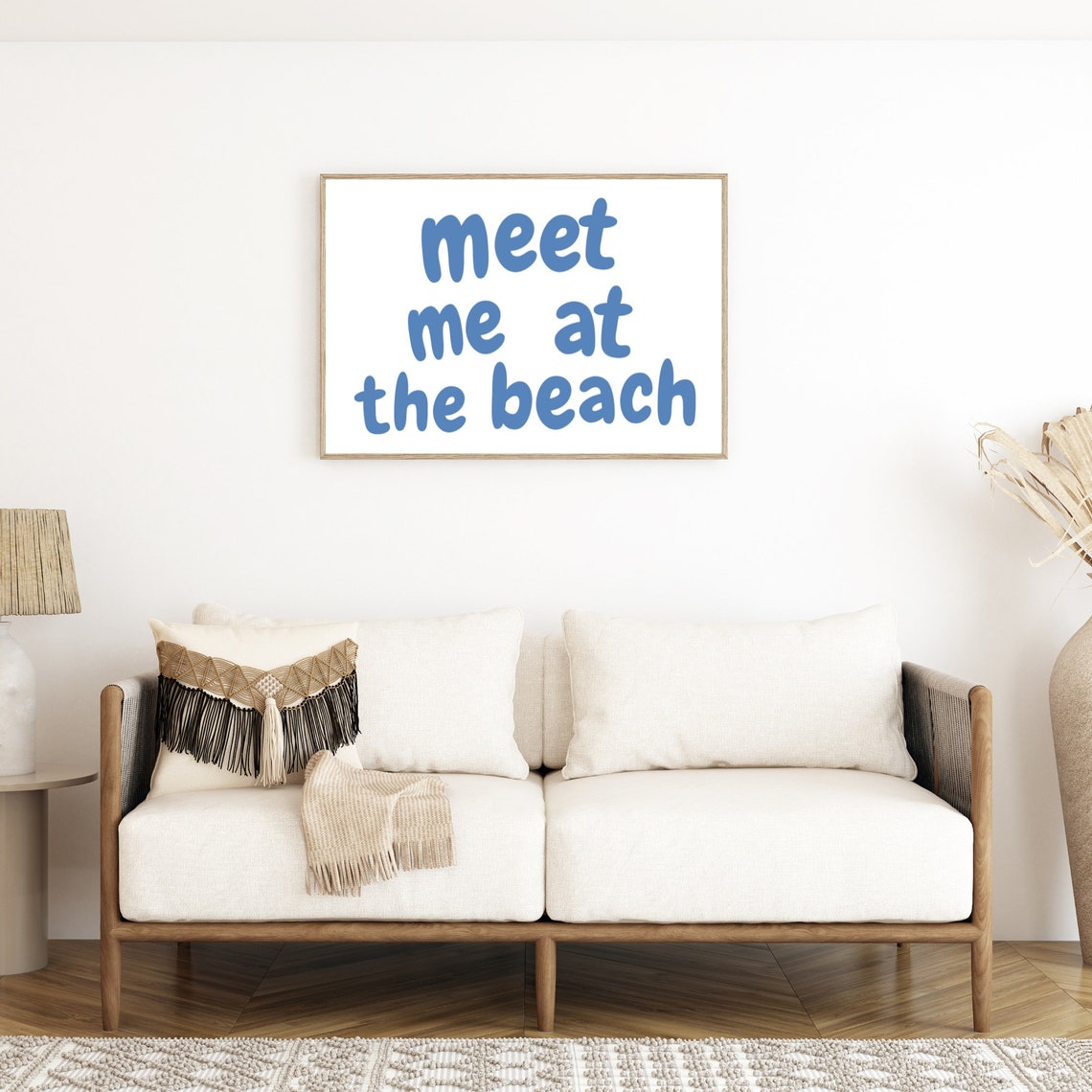 Meet Me At The Beach Blue Lettering Coastal Quote Trendy Poster - Image 4