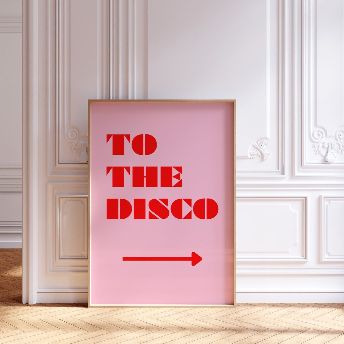To The Disco Red Retro Typography Arrow Funky Pink Bar Poster - Image 2