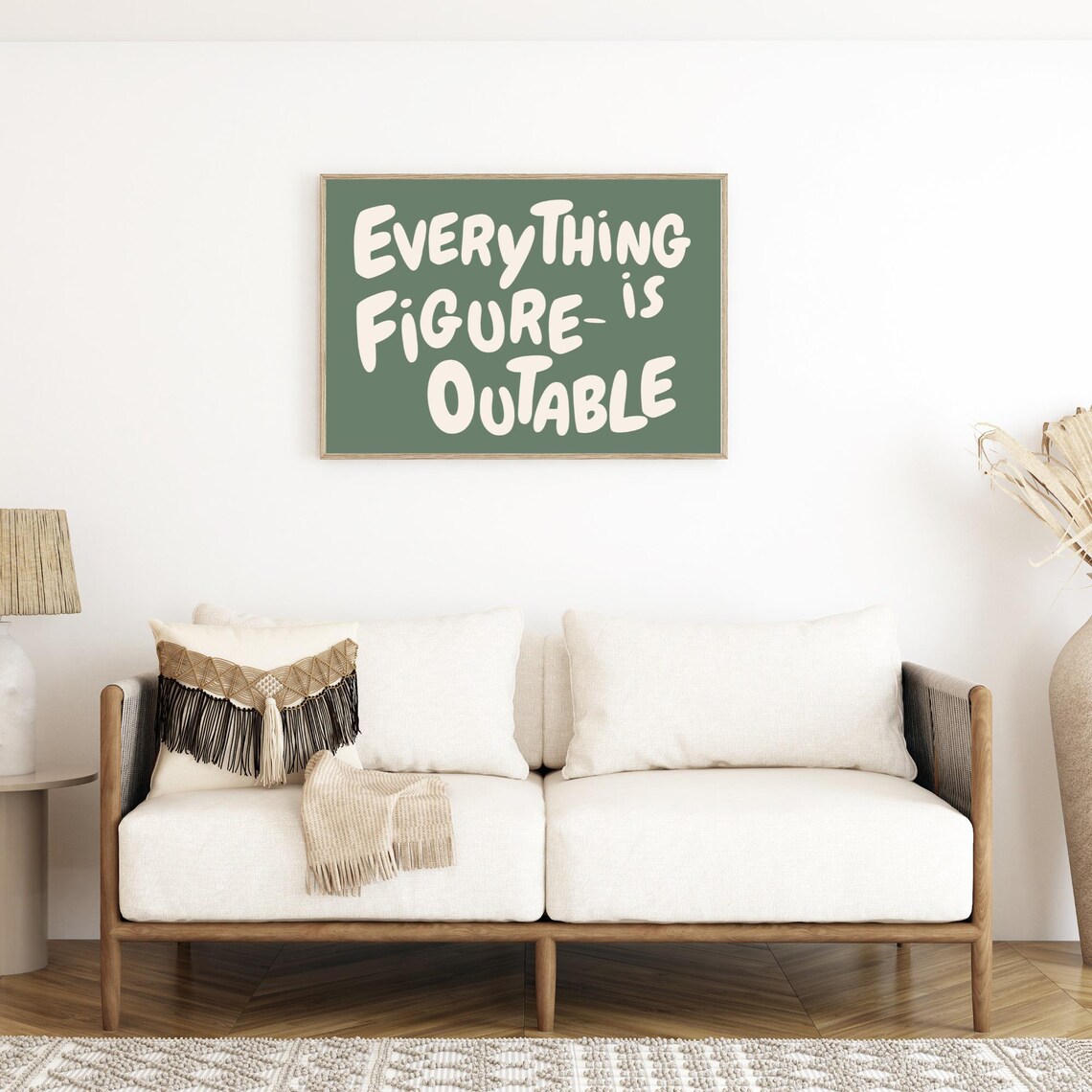 Everything Is Figureoutable Quote Art Print, Sage Green - Image 5