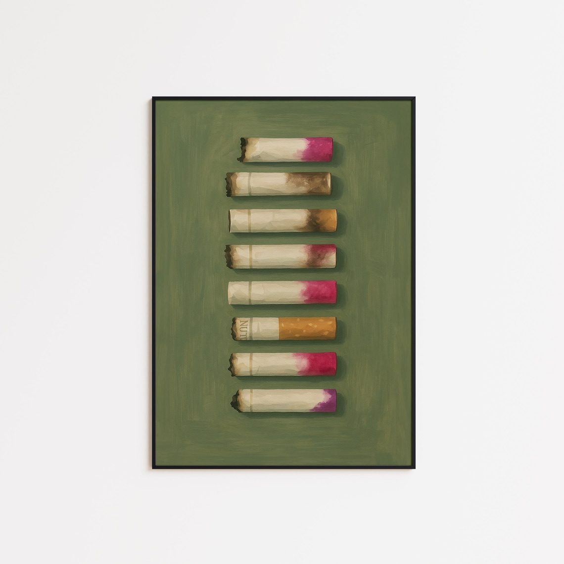Lipstick Cigarette Butts Moody Green Feminine Still Life Poster