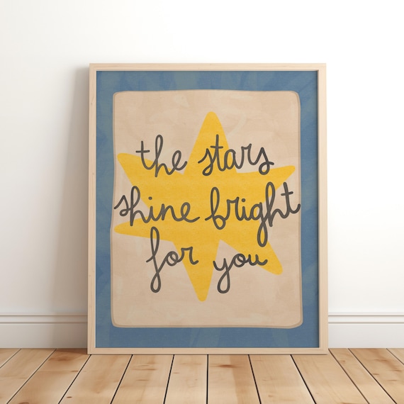 Twinkle Little Star Print Nursery Illustration Wall Art Boho Decor Kids Room Cute Unframed