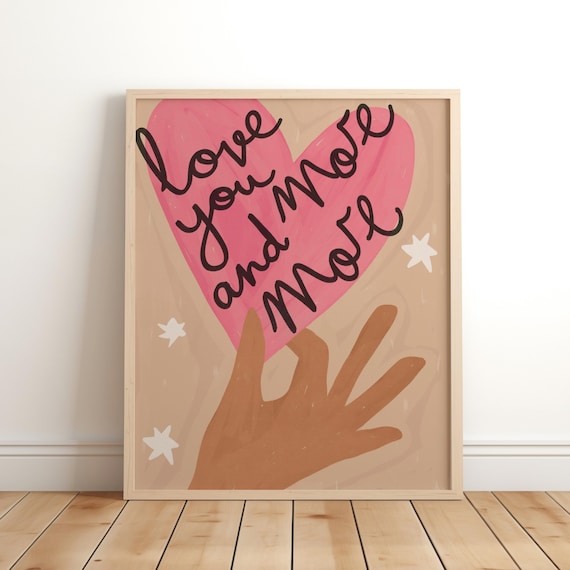 Love You More And Eco Poster Heart Illustration Decor Nursery Wall Art Playroom Prints Cute Kids