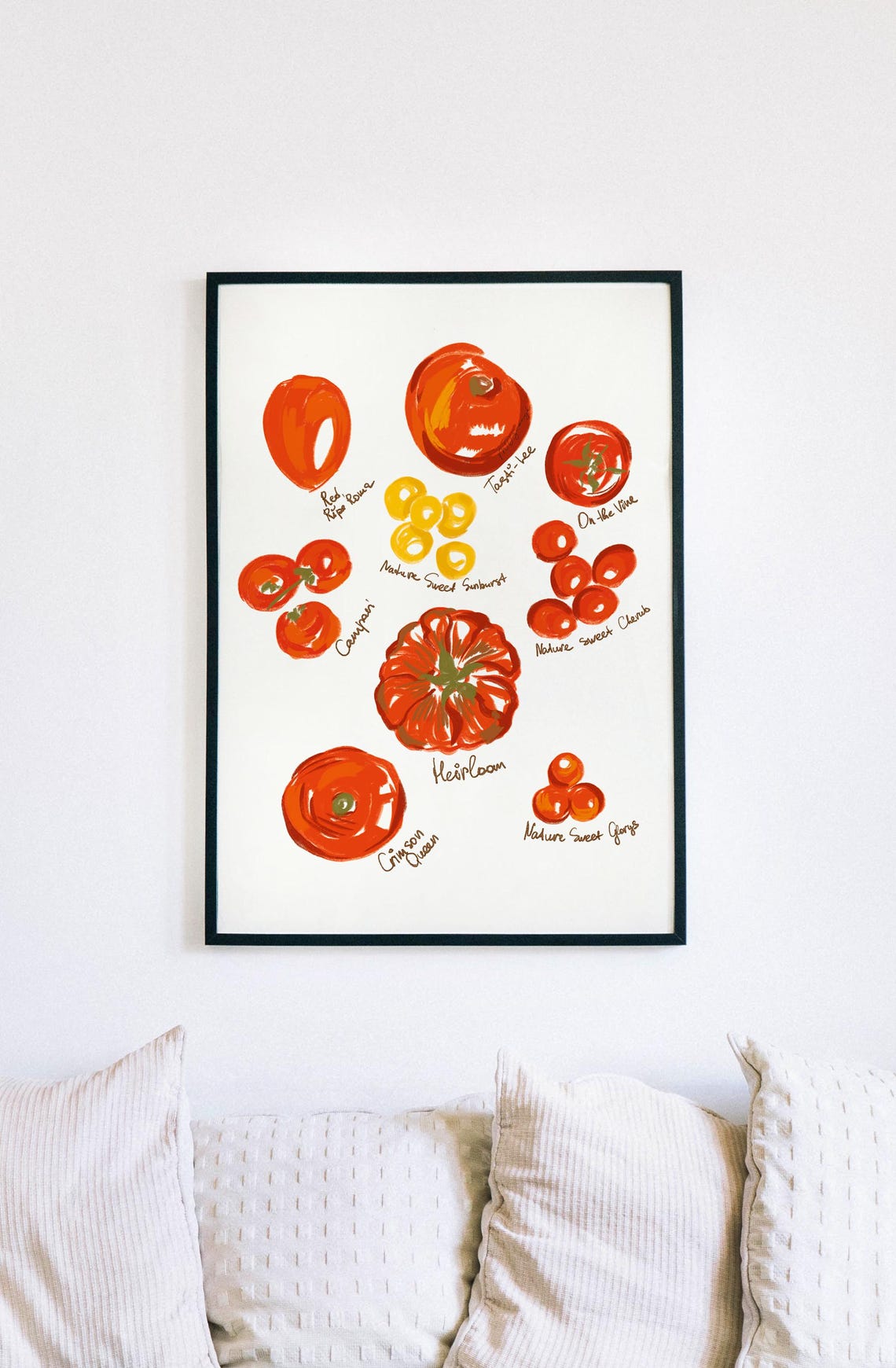 Tomato Varieties Labeled Watercolor Botanical Kitchen Poster - Image 3