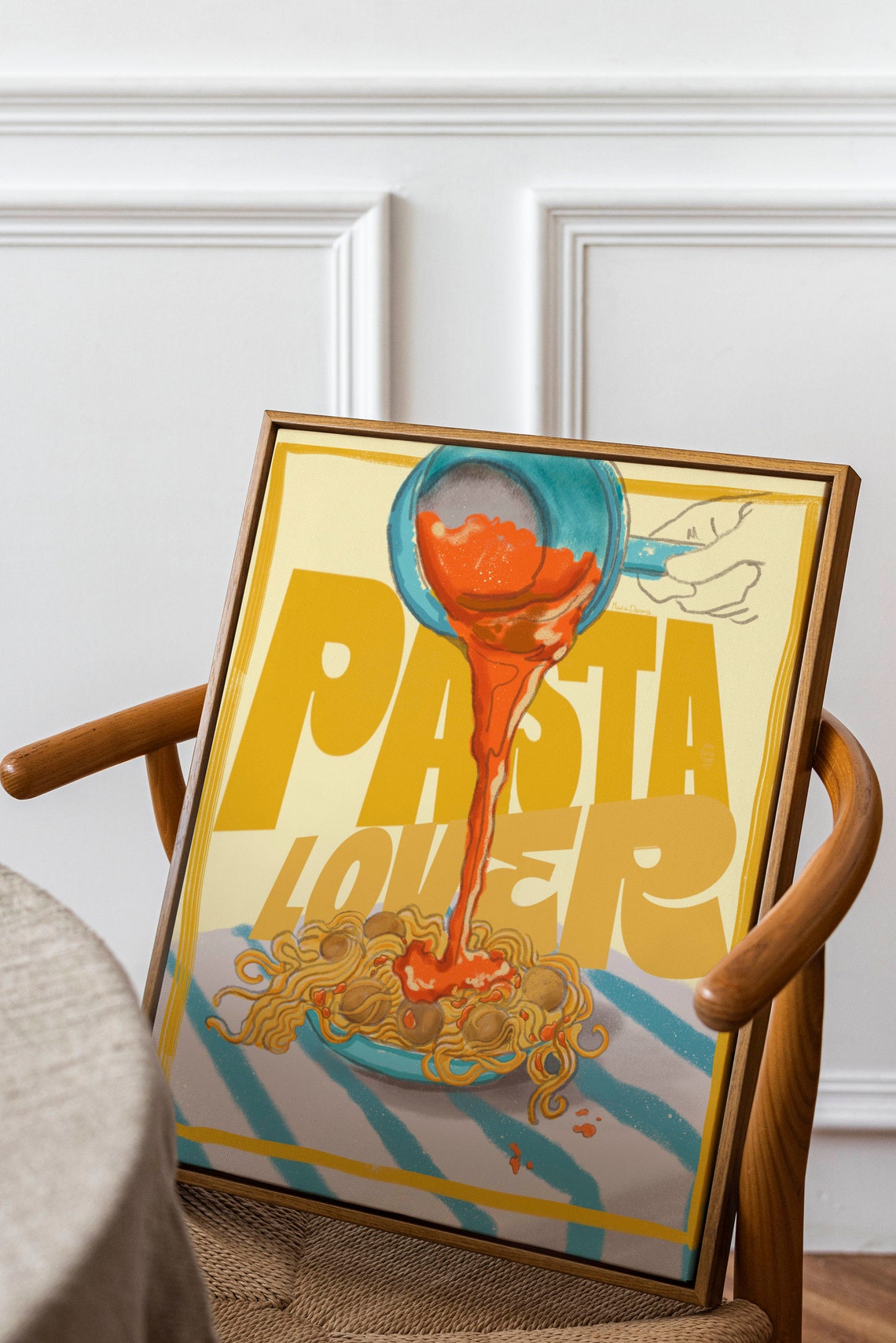 Bold Pasta Lover Retro Spaghetti Sauce Pour Fun Kitchen Poster - Image 2