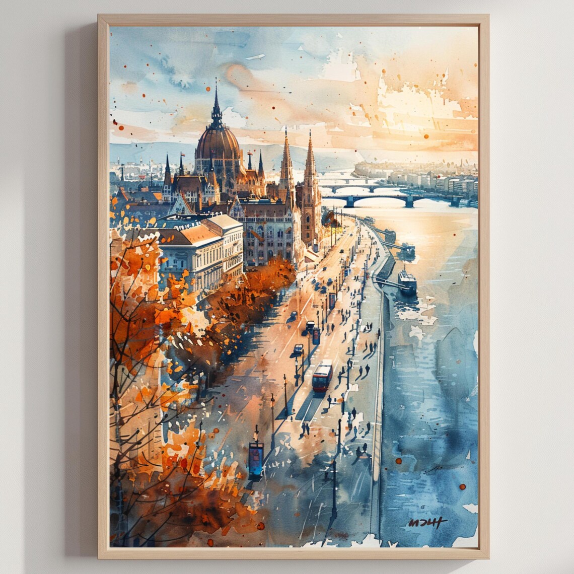 Budapest Hungary Watercolor Travel Poster