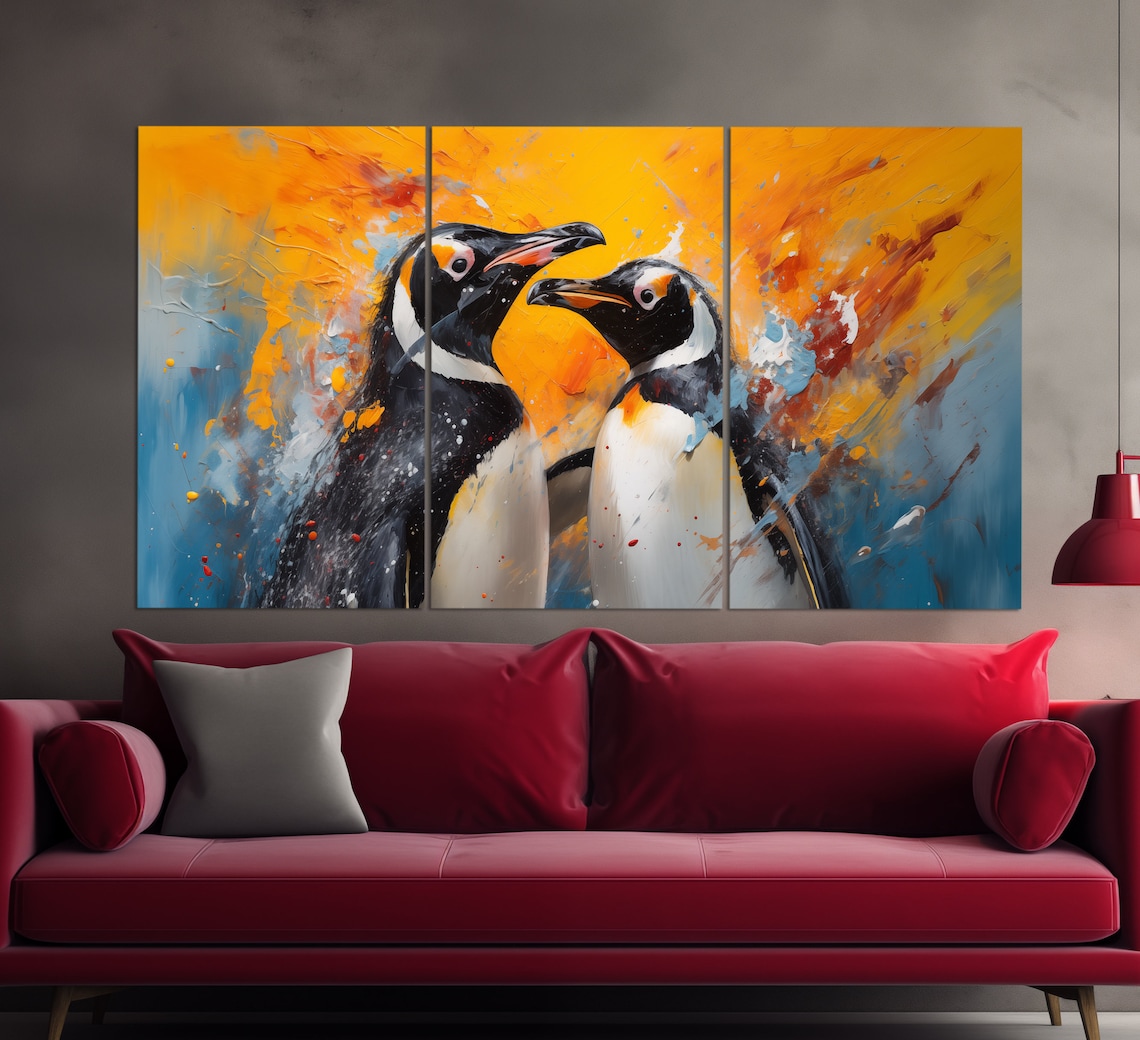 Penguins In Love, Oil-Painting-Style Art Print - Image 3