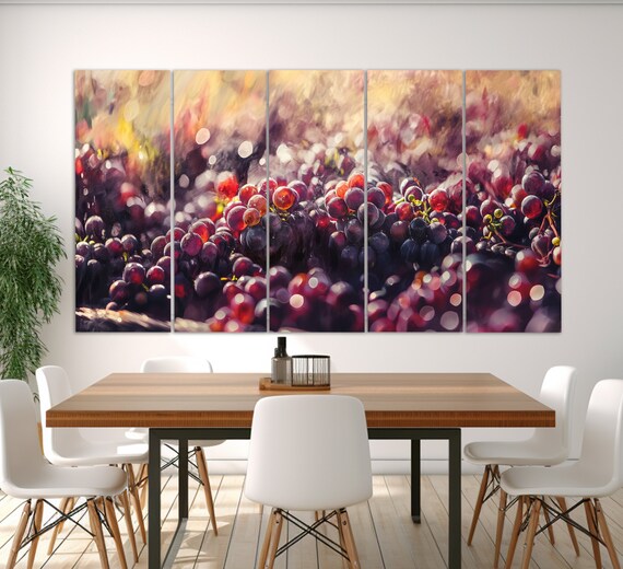 Purple Grapes Close Up Wine Kitchen Fruit Photography Poster
