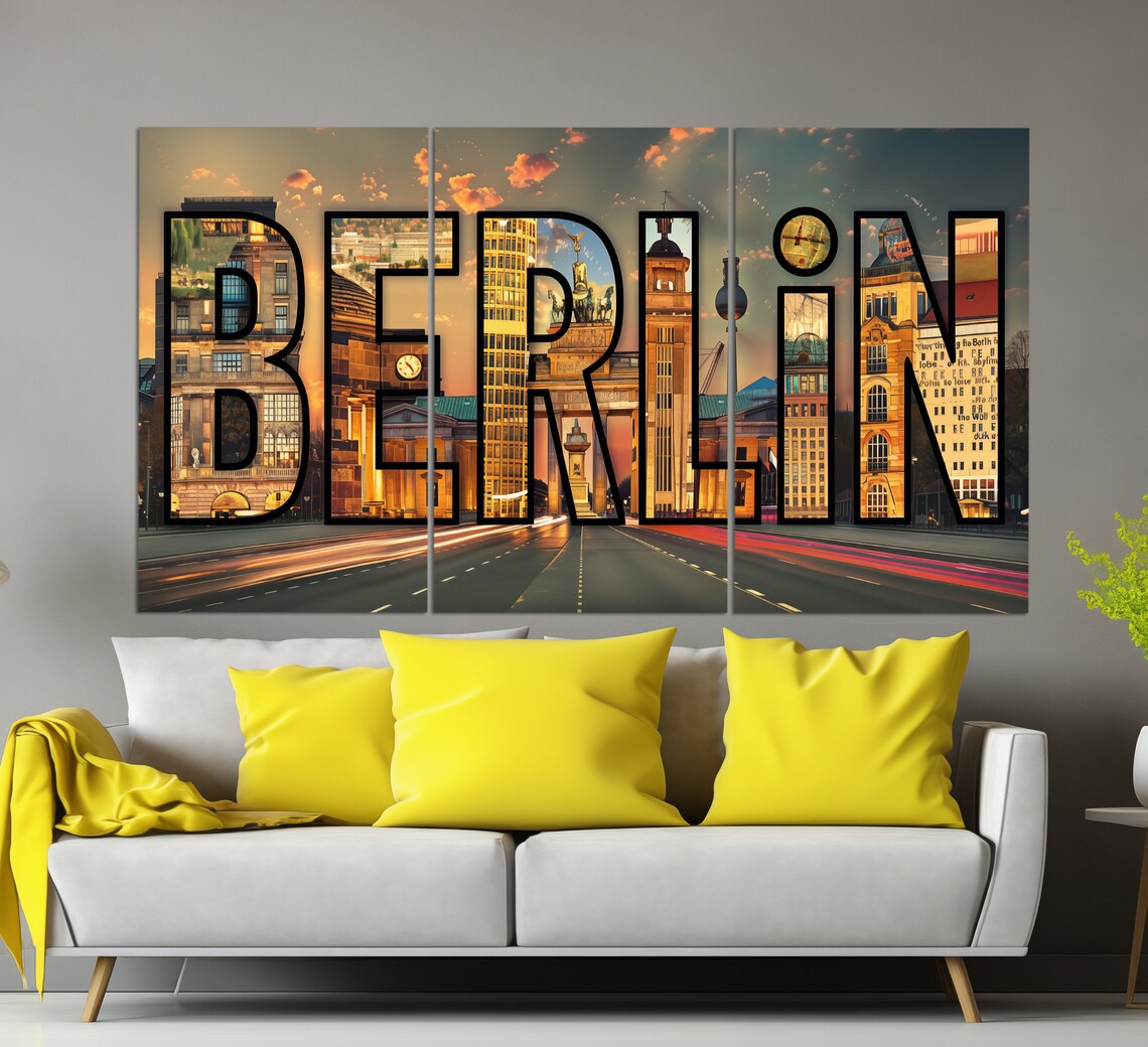Berlin Germany Landmark Collage Night Lights City Travel Poster - Image 2