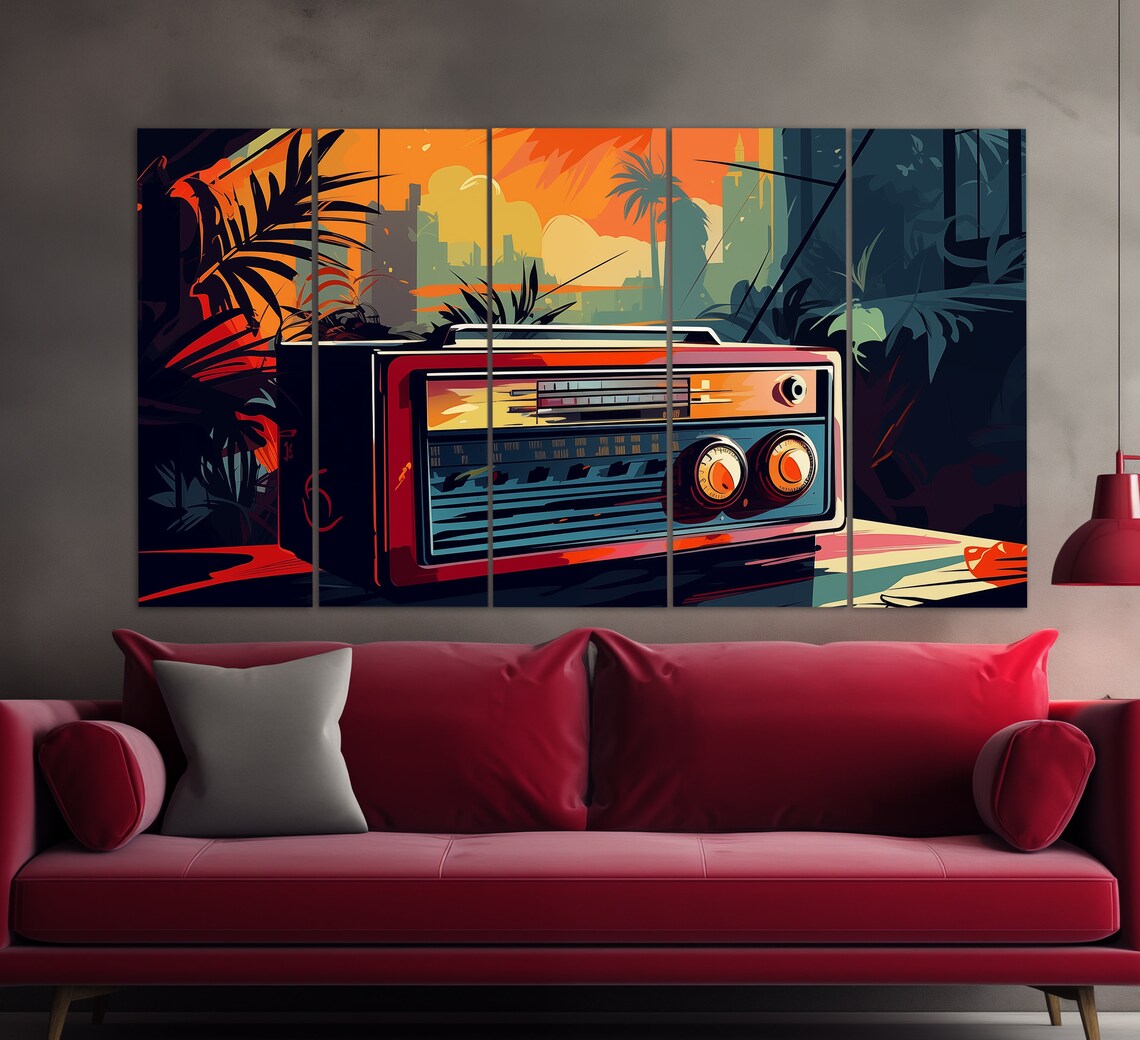 Retro Radio Print Vintage Radio Wall Art Radio Painting Pop Art Wall Decor Pop Art Radio Art Retro Wall Decor - Image 5