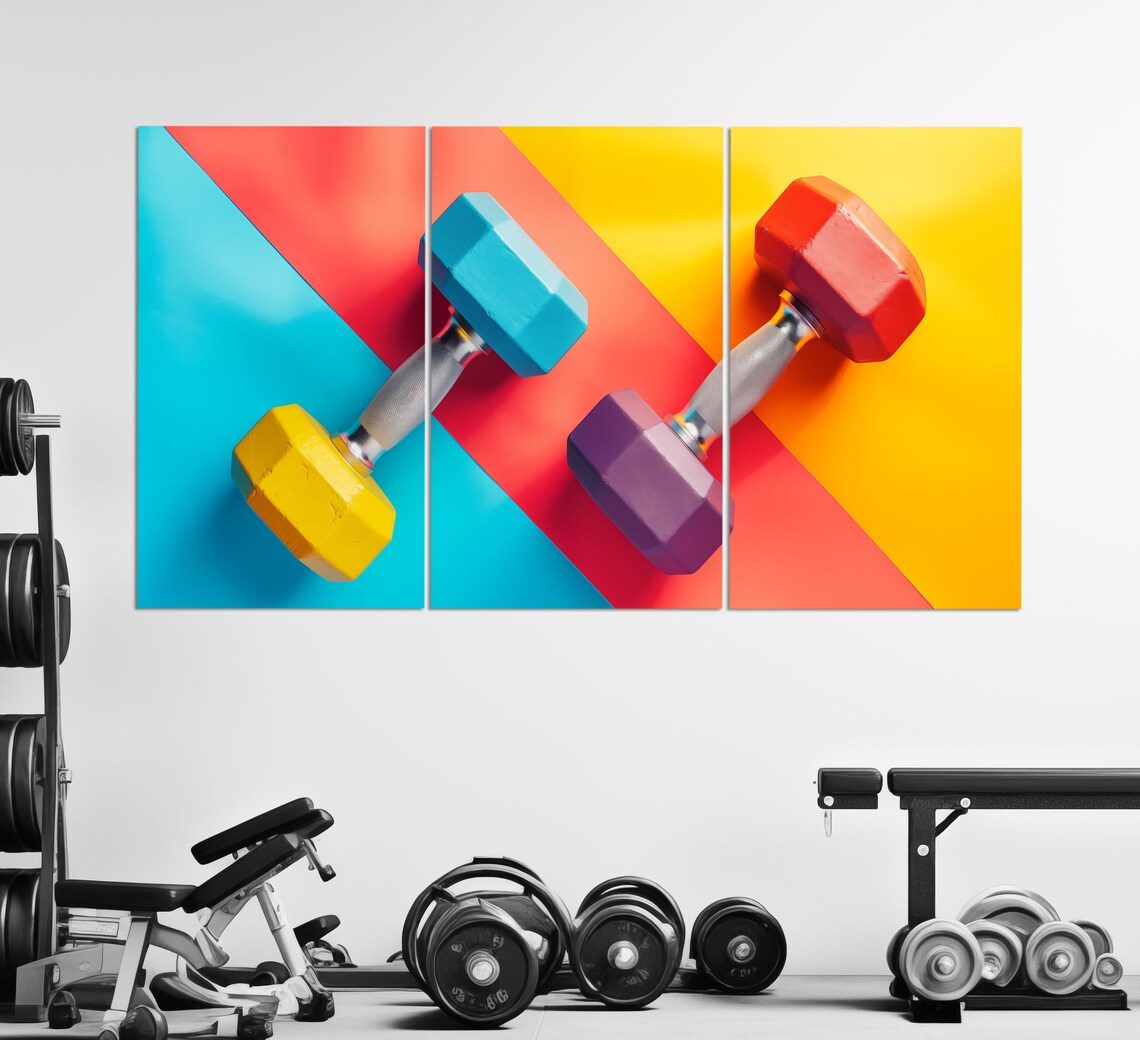 Colorful Dumbbells Pop Art Diagonal Fitness Wall Decor Gym Motivation Poster - Image 6