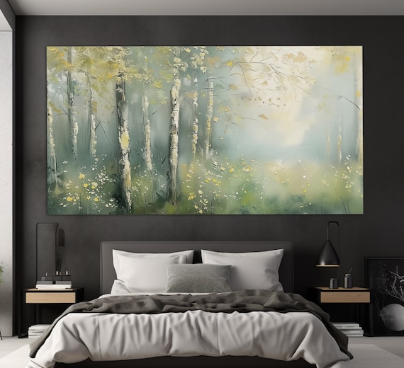 Abstract Spring Forest Print Spring Forest Wall Art Mystical Forest Poster Bedroom Wall Decor Soft Tones Spring Trees Painting