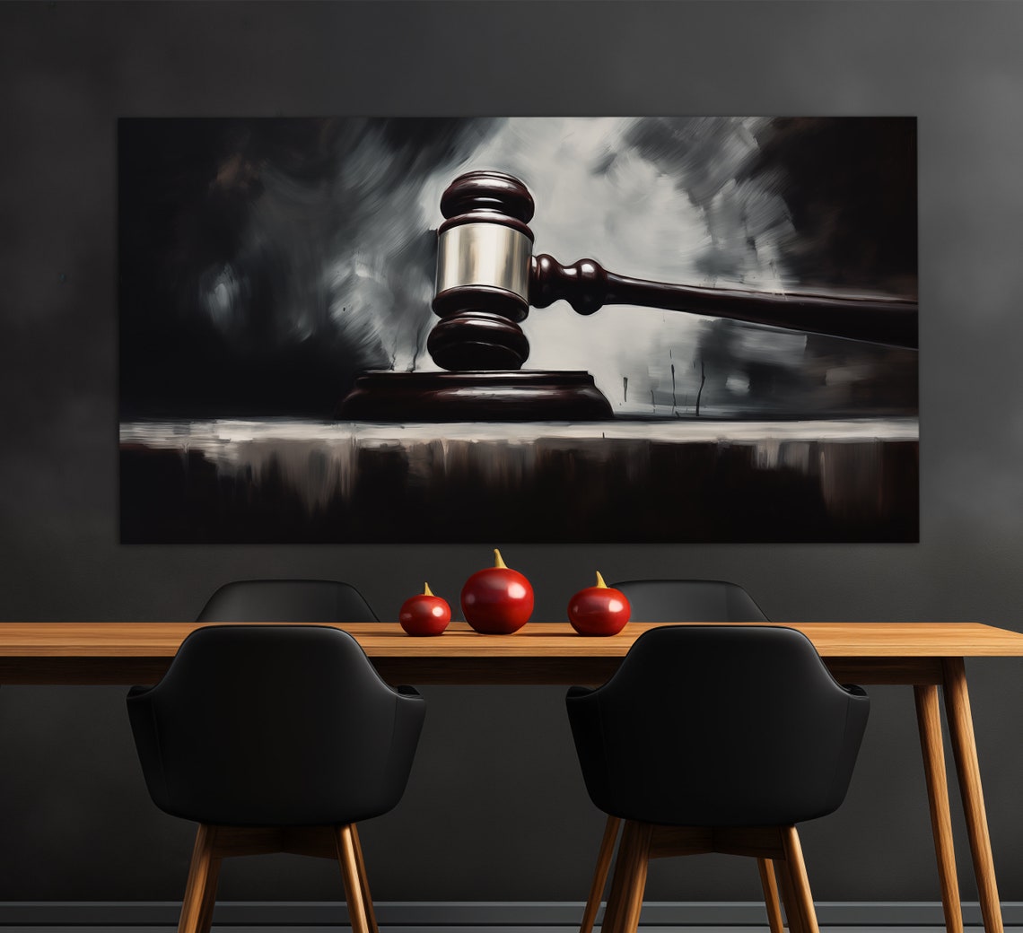 Justice Wall Art Judge Hammer Print In A Vintage Oil Painting Style Lawyer Gift Law Painting Law Office Decor Law Art - Image 3