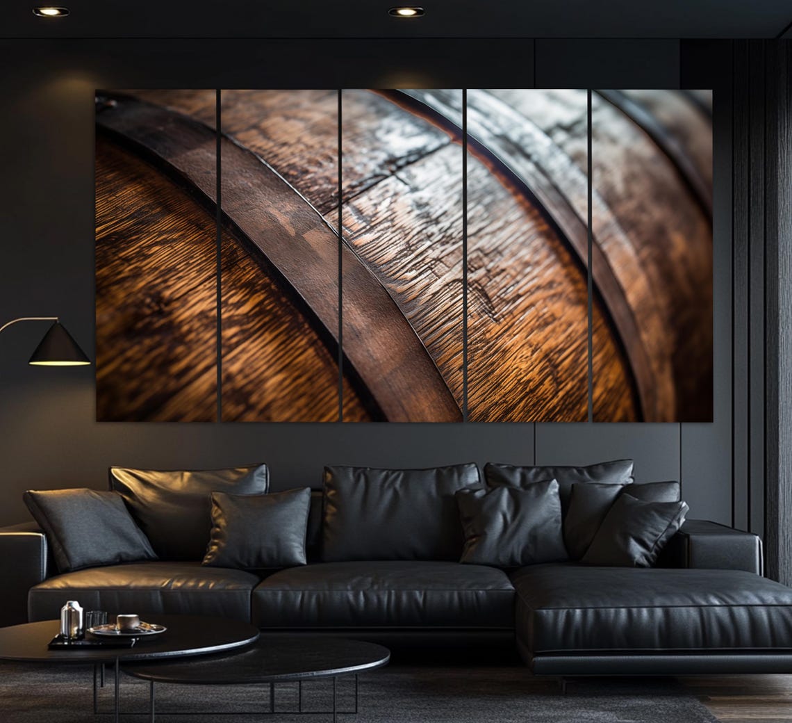 Wooden Wine Barrel Close Up Rustic Oak Texture Photography Print - Image 5