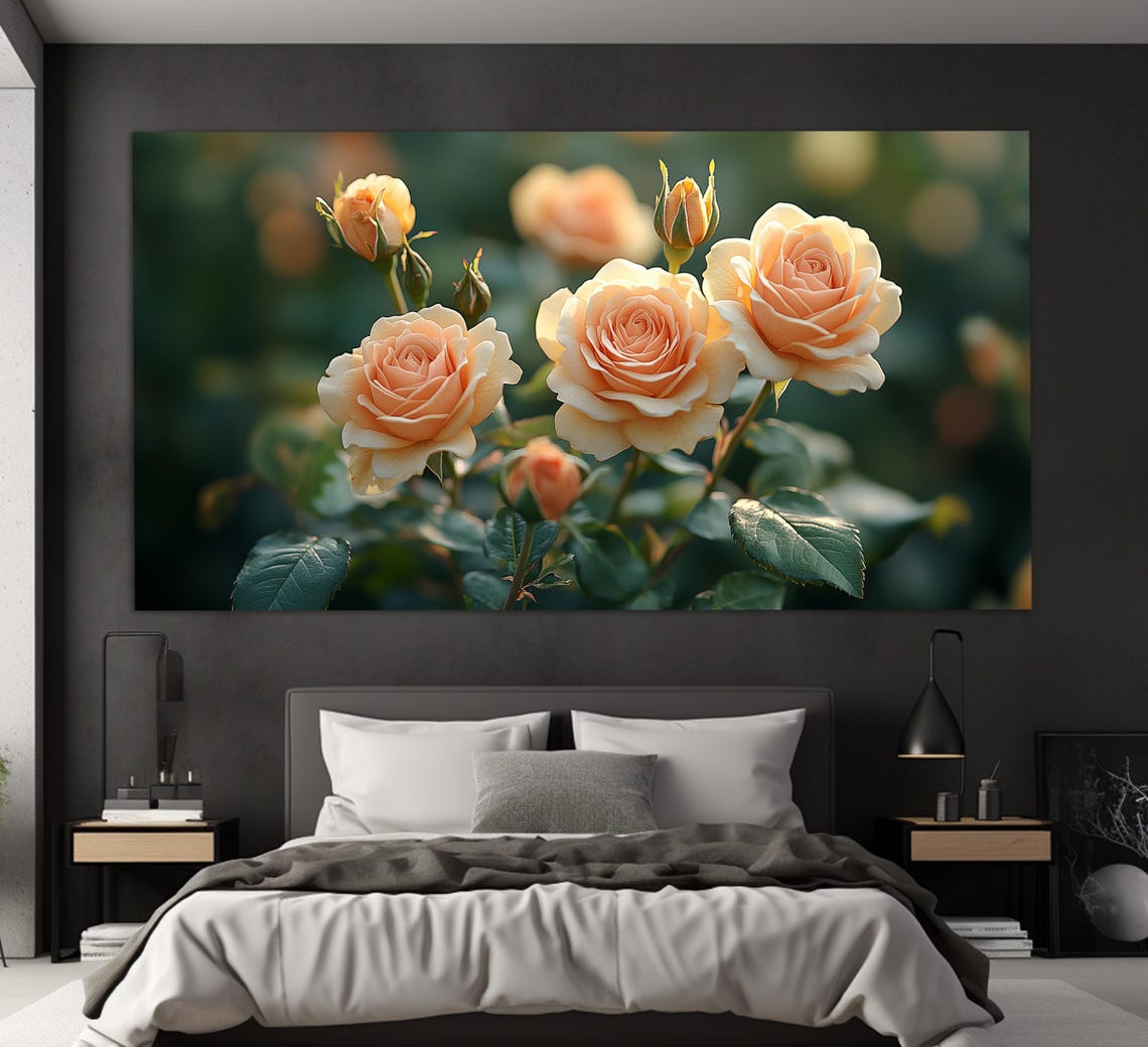 Soft Pink Roses Blossoms Romantic Painterly Floral Wall Art Poster - Image 3