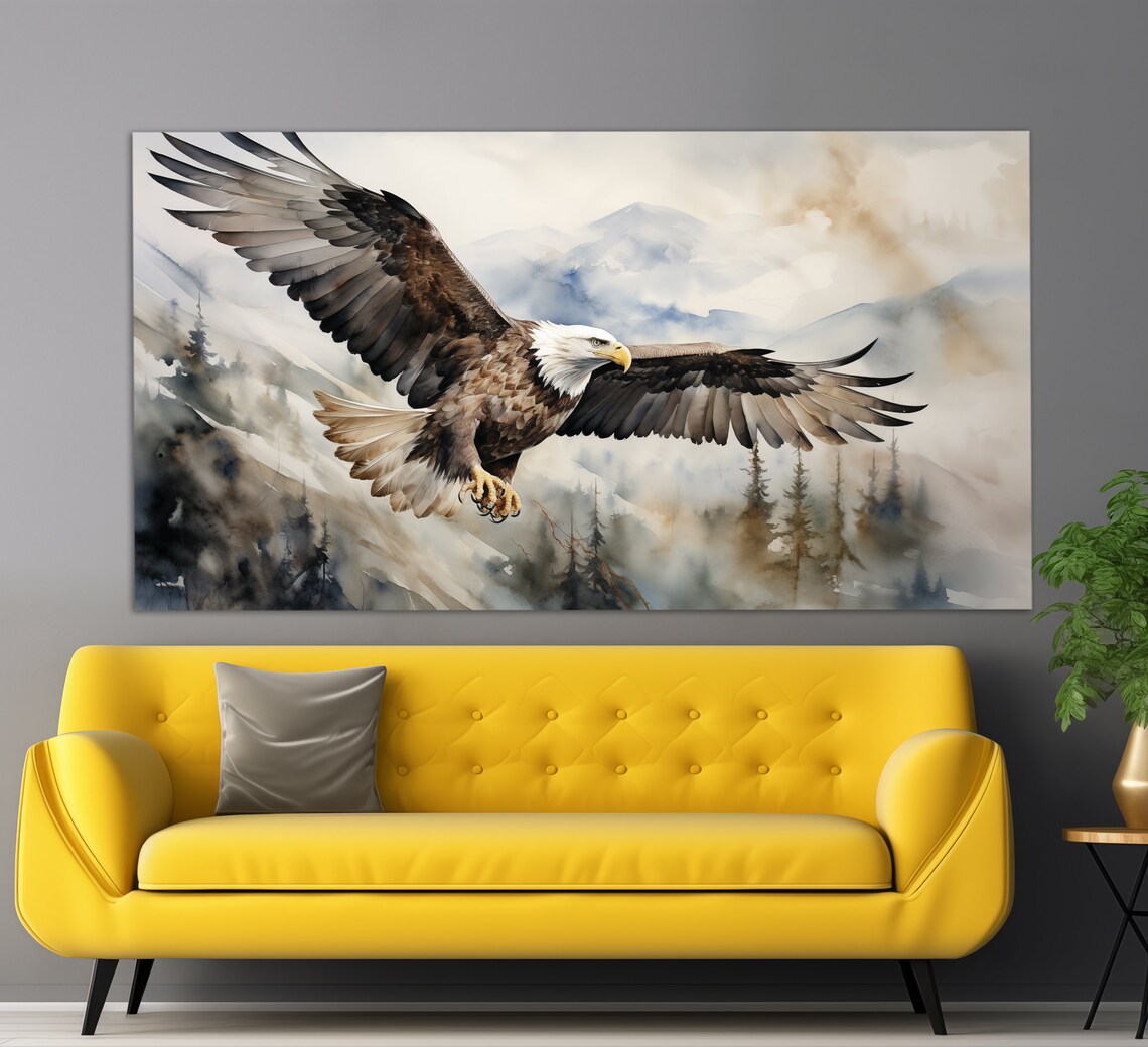 Bald Eagle, Vintage Oil Painting Style Art Print - Image 3
