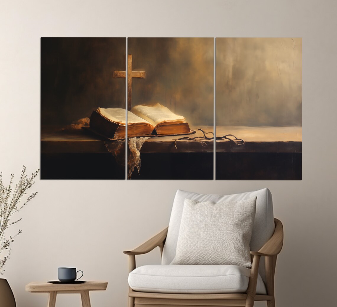Holy Bible, Vintage Oil-Painting Style Art Print - Image 3