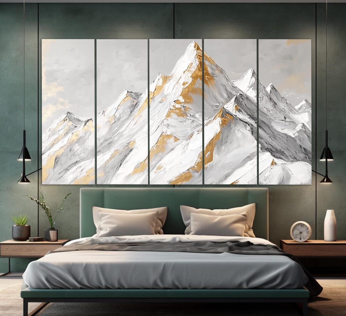 Abstract Snow Mountains Print Neutral Tones Winter Nature Wall Art Winter Wall Decor Mountains Wall Art - Image 5