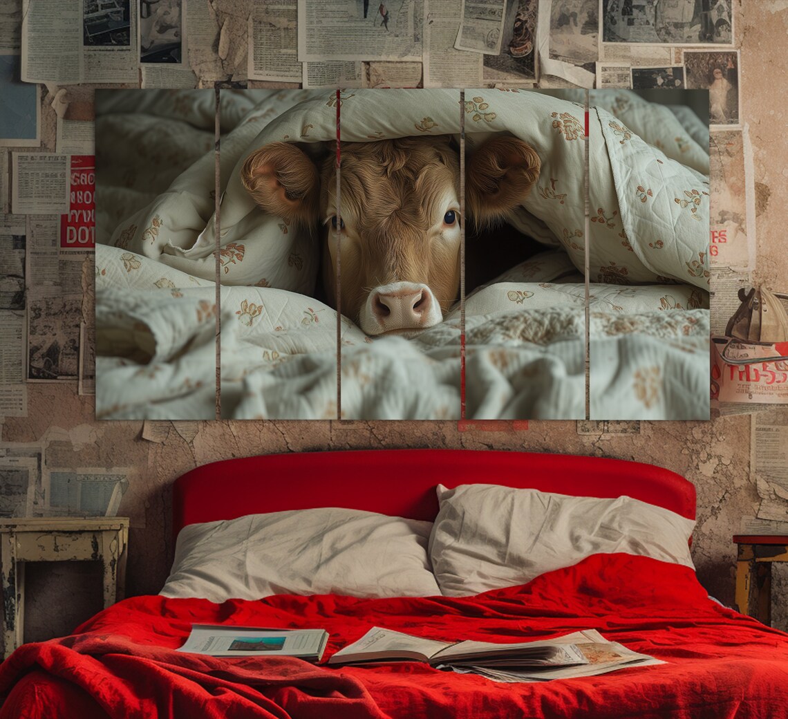 Calf Under the Blanket Farmhouse Wall Art Print - Image 3