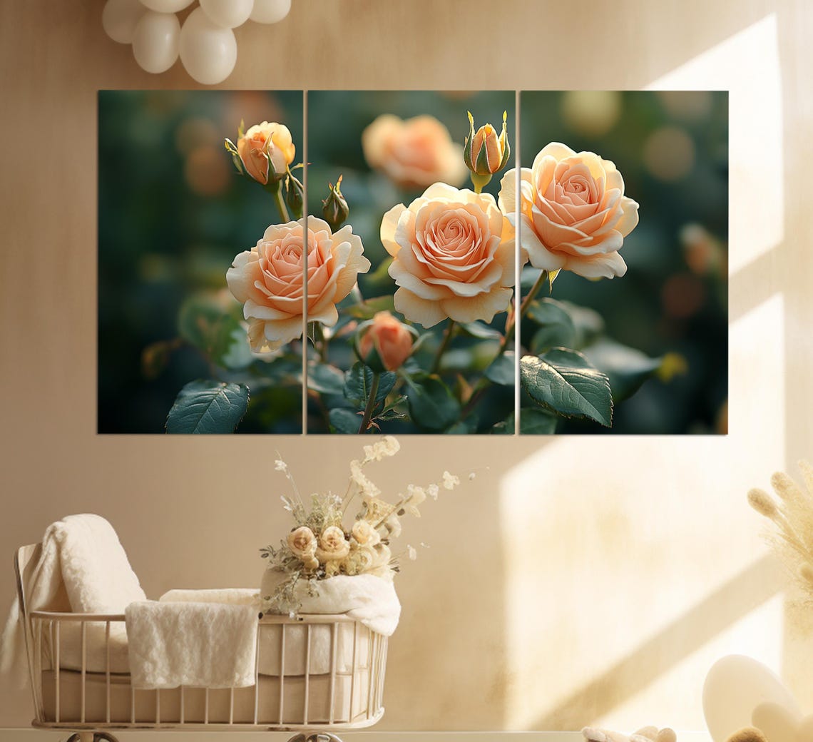 Soft Pink Roses Blossoms Romantic Painterly Floral Wall Art Poster - Image 2