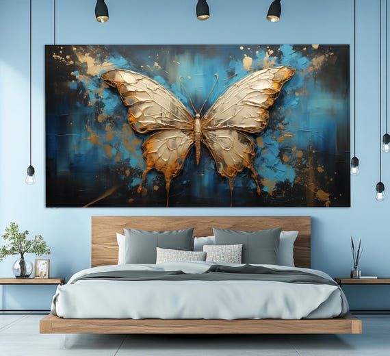 Surreal Butterfly Print In A Vintage Oil Painting Style Abstract Wall Art Butterfly Poster Abstract Wall Decor