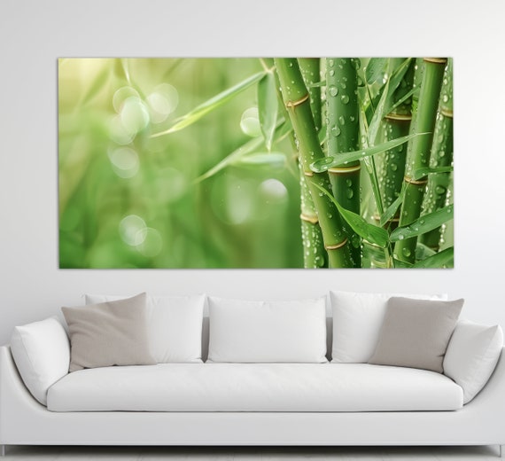 Bamboo Print Soft Green Bamboo Wall Art Nature Wall Decor Bamboo Painting Neutral Green Wall Art