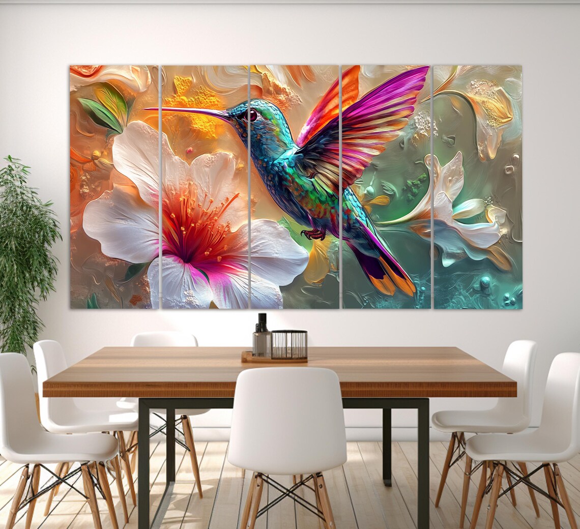 Colorful Hummingbird Art Print, Bird Wall Poster - Image 2