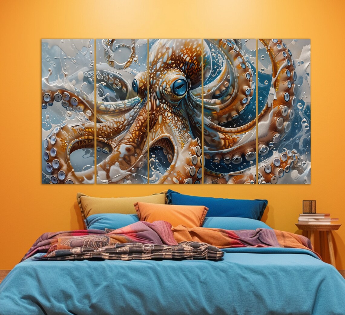 Abstract Octopus, Oil-Painting Style Underwater Art Print - Image 2