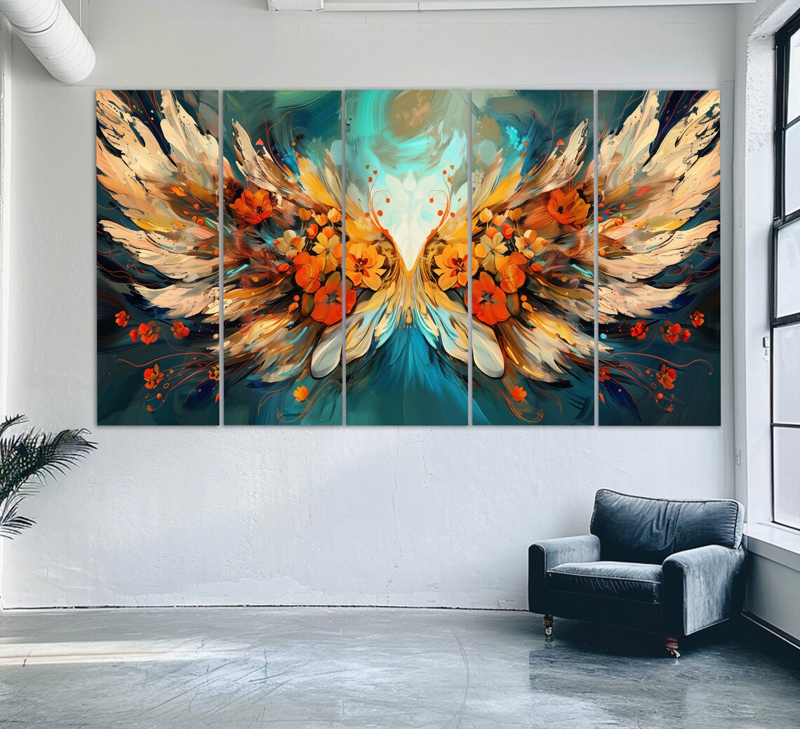 Abstract Angel Wings, Oil Painting Style Art Print - Image 2