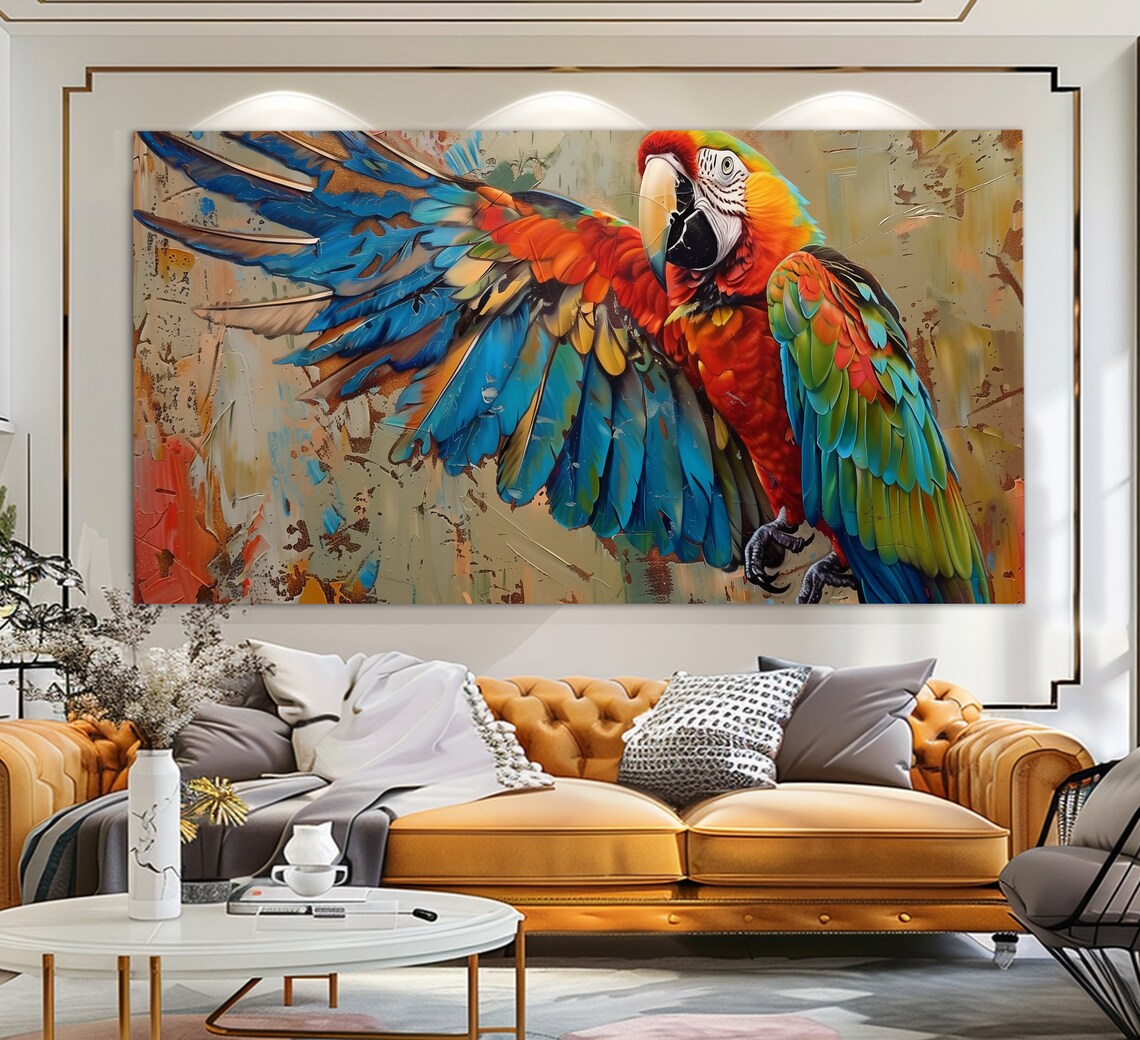 Macaw Parrot Art Print, Wildlife Wall Decor Poster