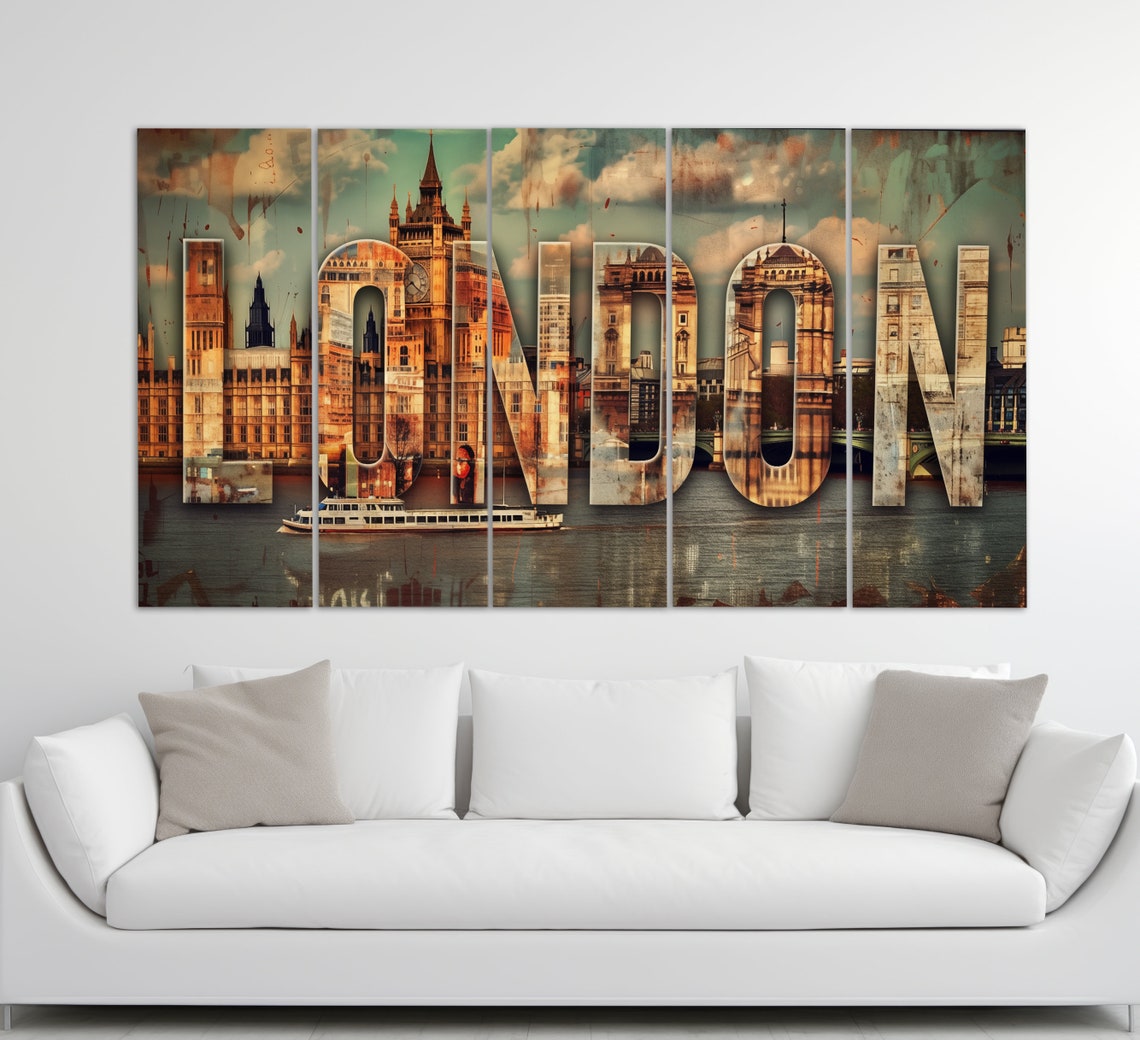 London England Landmarks Collage Typography Bold City Name Art Poster - Image 2