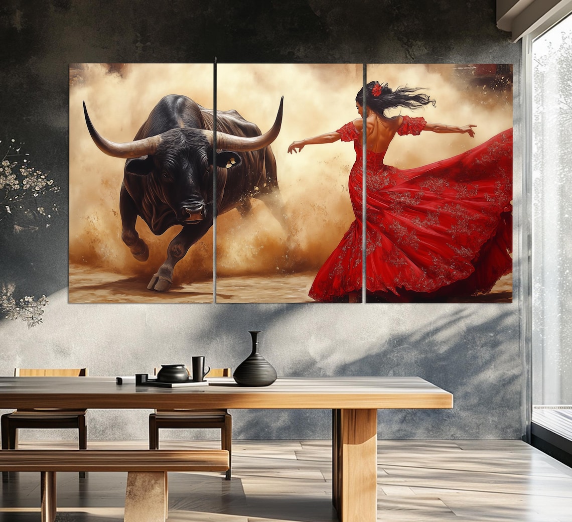 Flamenco and Bull Abstract Art Print, Spanish Corrida - Image 5