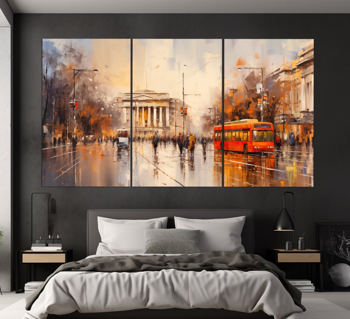 Skopje Print In A Vintage Oil Painting Style Abstract Skopje Wall Art Skopje Painting North Macedonia Wall Art Macedonia - Image 4