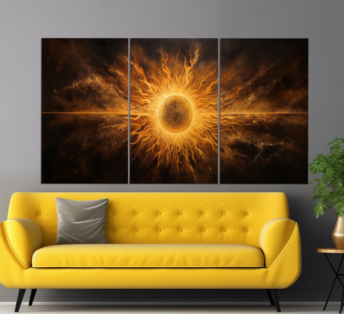 Fiery Sun Eclipse Dark Sky Dramatic Solar Celestial Art Poster - Image 3