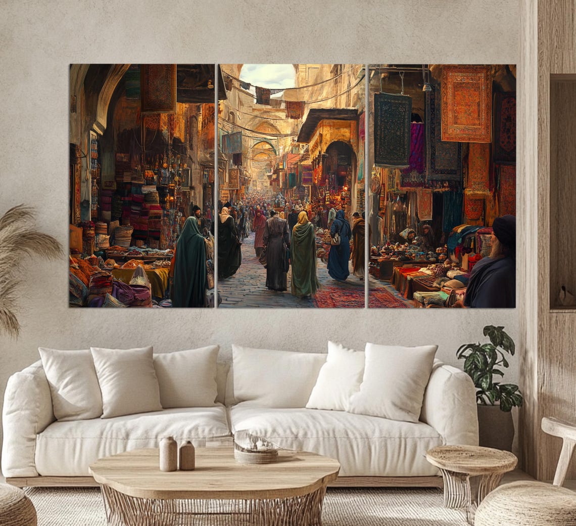 Grand Bazaar In Istanbul Vintage Print In An Oil Painting Style Retro Istanbul Painting Turkey Wall Art Vintage Istanbul Poster - Image 3