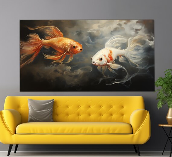 Abstract Fish Wall Art Fish Print Underwater Wall Art Gold Fish Painting Aquarium Fish Print Aquarium Wall Art