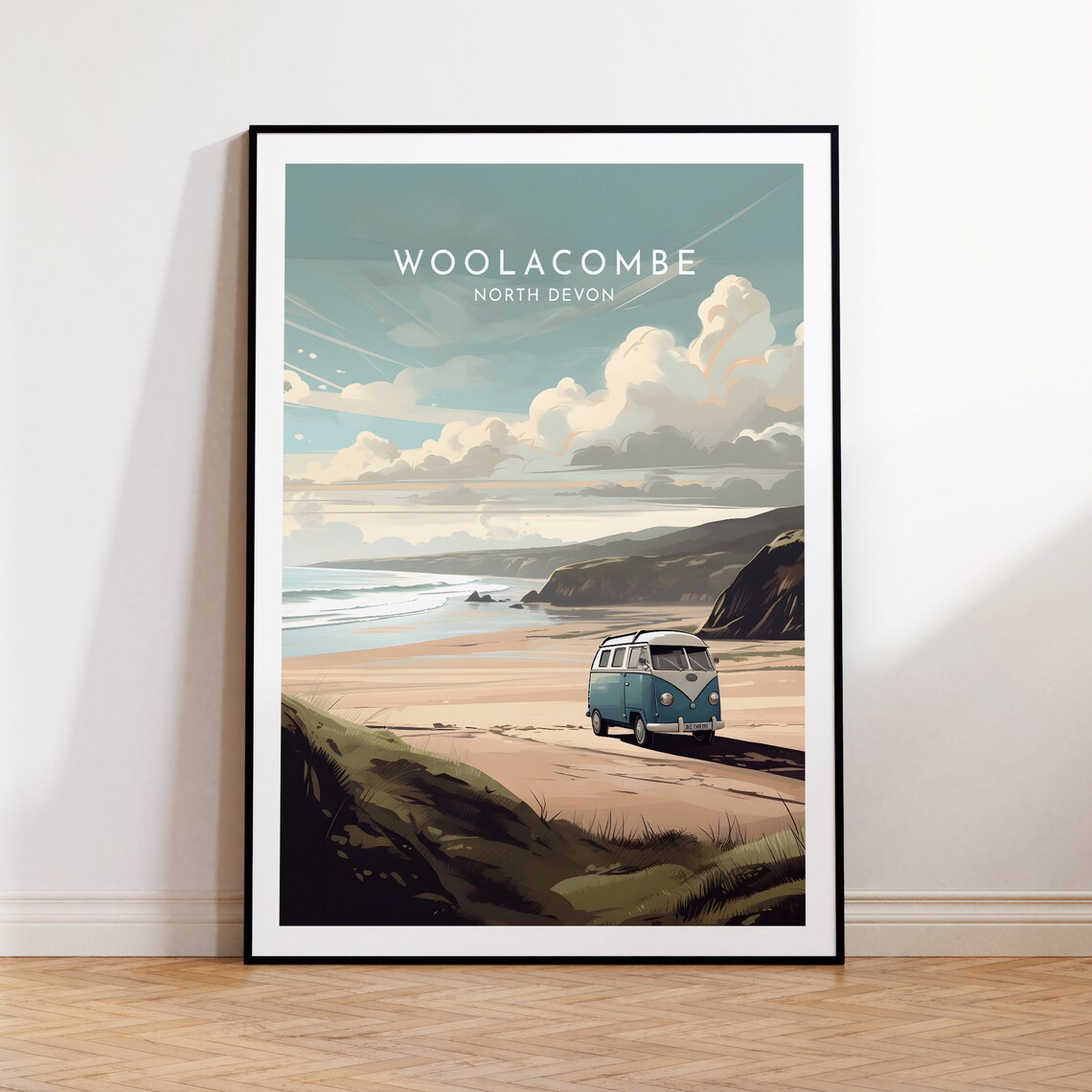 Woolacombe England Devon Travel Poster, Home Decor