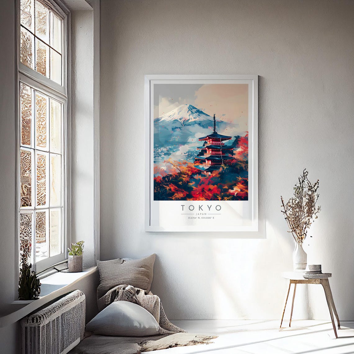 Tokyo Mount Fuji Red Pagoda Autumn Maple Leaves Japan Art Poster - Image 4