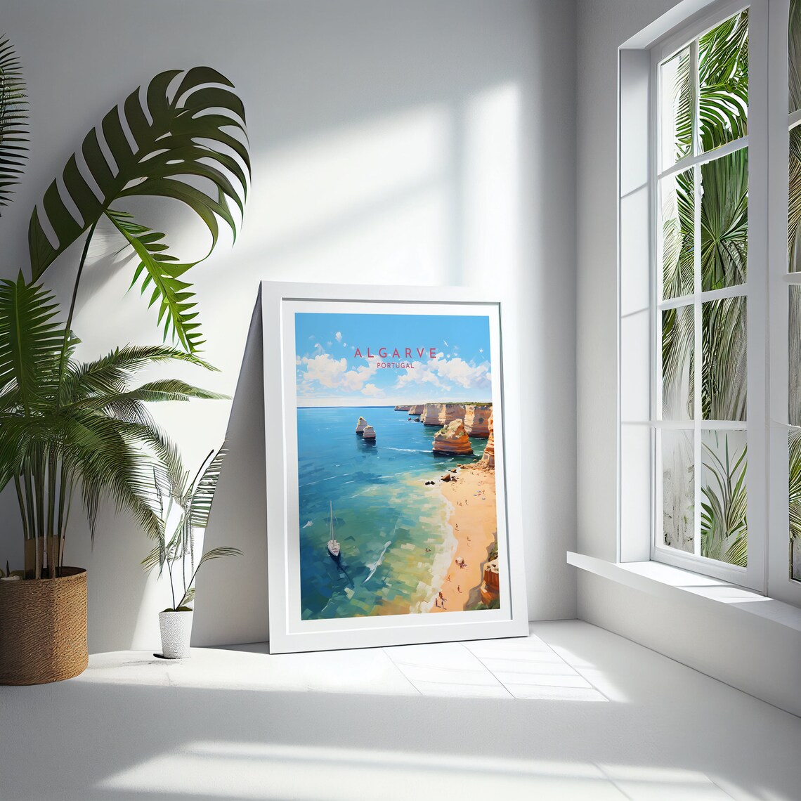Algarve Portugal Golden Cliffs Beach Travel Poster above the Cove - Image 4