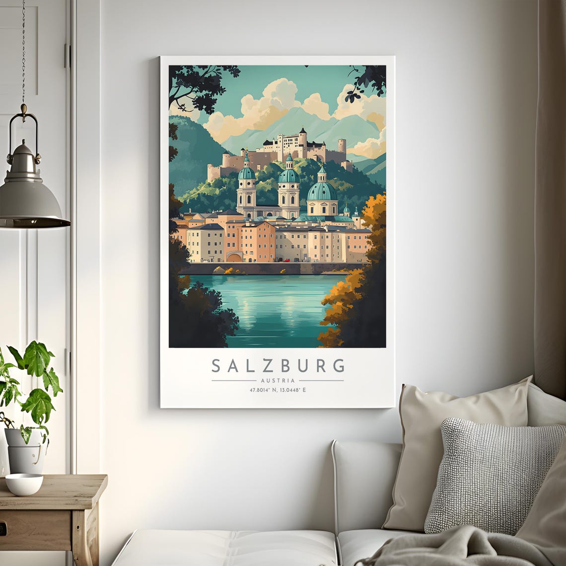 Salzburg Austria Old Town Fortress River Alpine View Travel Poster - Image 2