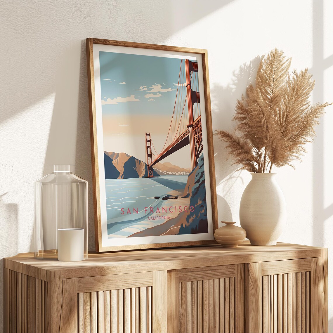 San Francisco Golden Gate Bridge Sunset Bay California Travel Poster - Image 2