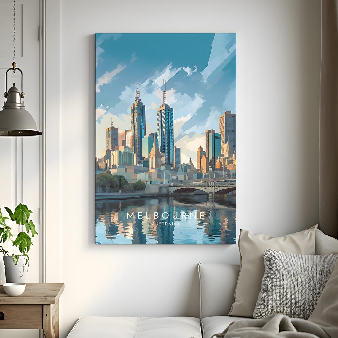 Melbourne Australia City Skyline Yarra River Reflection Poster - Image 3